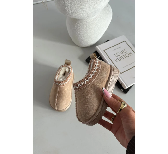 Dětské sněhule s výšivkou béžové Prina Dětské sněhule s výšivkou béžové Prina