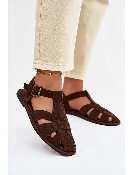 Dámské Sandály Ploché z Semiše Big Star Čokoládové model 22064182 - Big Star Shoes Dámské Sandály Ploché z Semiše Big Star Čokoládové model 22064182 - Big Star Shoes