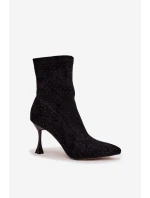 Dámské kotníkové boty na jehlovém podpatku D&A – černé Dámské kotníkové boty na jehlovém podpatku D&A – černé