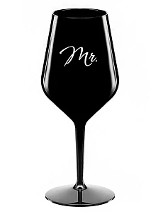 MR. - černá nerozbitná sklenice na víno 470 ml