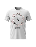 Dámské bavlněné tričko s potiskem - KVĚTINOVÝ MOTIV SE JMÉNEM - NIKOLA - bílé