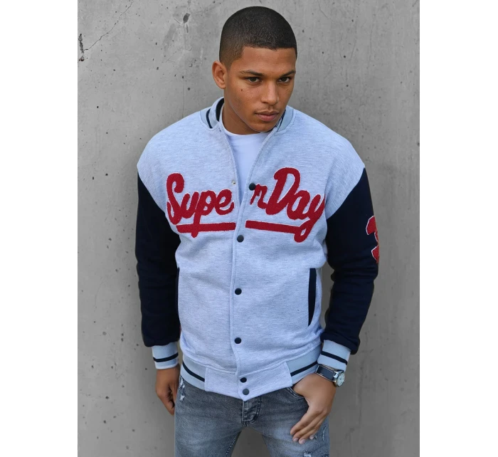 Pánská šedá mikina na zip FashionStreet BX5446