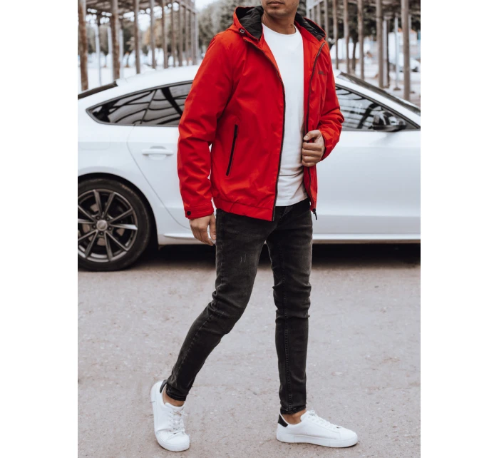 Pánská přechodná bunda s kapucí červená FashionStreet TX4886 Pánská přechodná bunda s kapucí červená FashionStreet TX4886