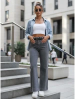 Dámské džíny s vysokým pasem a širokými nohavicemi šedé FashionStreet UY2908