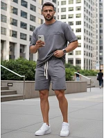 Pánská letní tepláková souprava s potiskem šedá FashionStreet AX0818