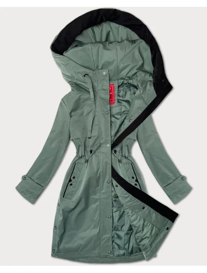 Světle zelená jednoduchá dámská bunda s kapucí LHD (LHD-24590)