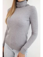 Dámský svetr z viskózy s rolákem a dlouhým rukávem šedý Dámský svetr z viskózy s rolákem a dlouhým rukávem šedý