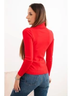 Dámský svetr z viskózy s rolákem a dlouhým rukávem červený
