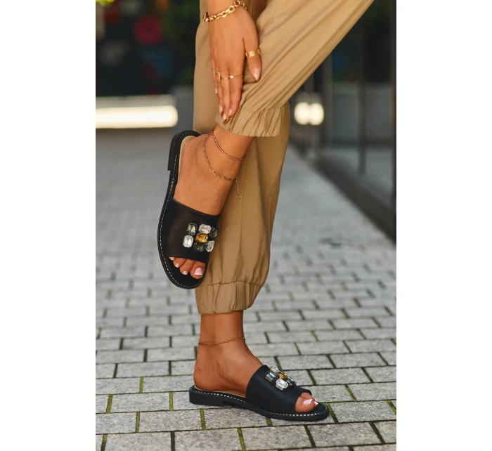 Dámské sandály s ozdobami S.Barski KV27-031 černé