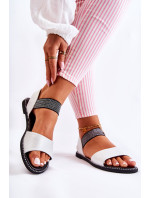 Klasický kožené sandály s cvočky Stříbrná Shelly