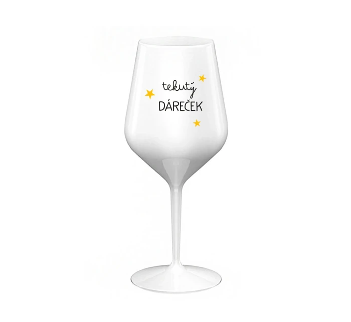 TEKUTÝ DÁREČEK - bílá nerozbitná sklenice na víno 470 ml TEKUTÝ DÁREČEK - bílá nerozbitná sklenice na víno 470 ml