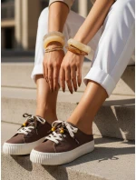 Dámské tenisky na platformě s ozdobnými korálky hnědé ZY1410 Dámské tenisky na platformě s ozdobnými korálky hnědé ZY1410