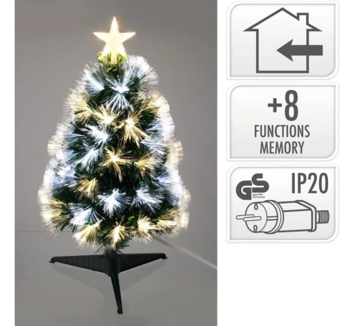 DEKORATIVNÍ VÁNOČNÍ STROMEK Z OPTICKÝCH VLÁKEN TEPLÝ STUDENÝ BÍLÝ 90CM