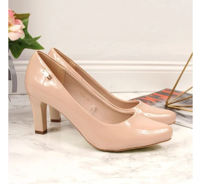 Sergio Leone W SK39J nude lakované lodičky na jehlovém podpatku