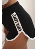 Dámské bavlněné šortky s elastickým pasem a sportovním lemem černé Dámské bavlněné šortky s elastickým pasem a sportovním lemem černé