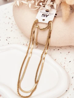 Dvojitý řetízek z chirurgické oceli zlatý