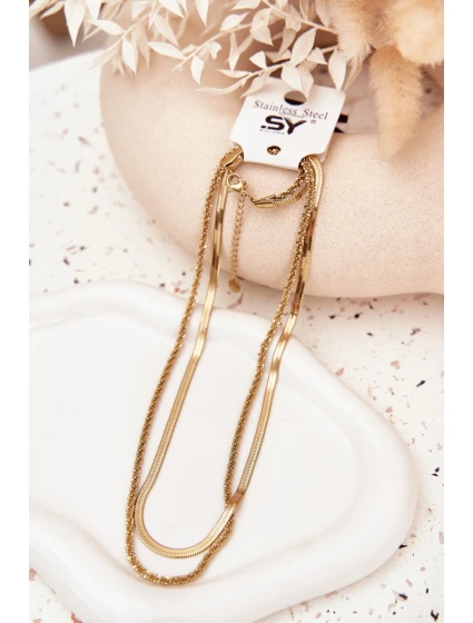 Dvojitý řetízek z chirurgické oceli zlatý Dvojitý řetízek z chirurgické oceli zlatý