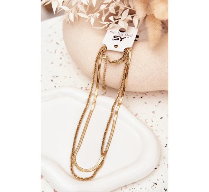 Dvojitý řetízek z chirurgické oceli zlatý Dvojitý řetízek z chirurgické oceli zlatý