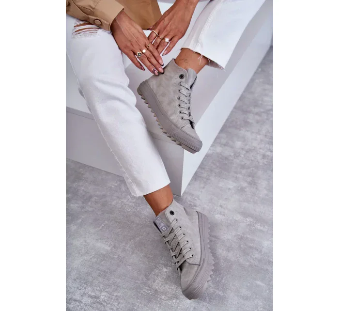 Dámské Tenisky Big Star Vysoké Zateplené Šedé GG274070 Dámské Tenisky Big Star Vysoké Zateplené Šedé GG274070