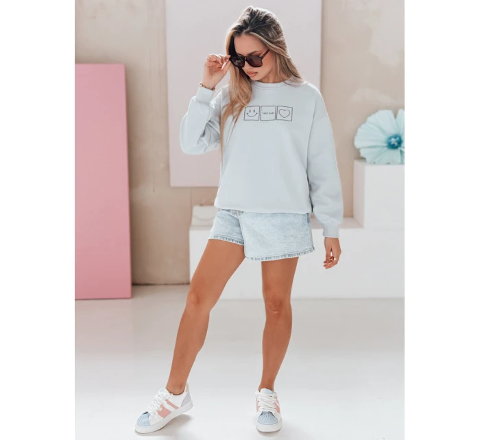 Dámská oversize mikina s výšivkou EASYJOY modrá FashionStreet BY1516