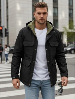 Pánská přechodná bunda s kapucí černá FashionStreet TX5133