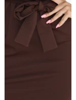240-9 ROXI šaty s asymetrickou sukní a páskem - CHOCOLATE 240-9 ROXI šaty s asymetrickou sukní a páskem - CHOCOLATE
