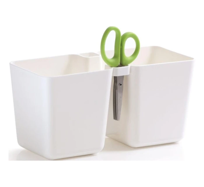 Květináč s bylinkami TWINS CUBE WITH CUTLERY WHITE