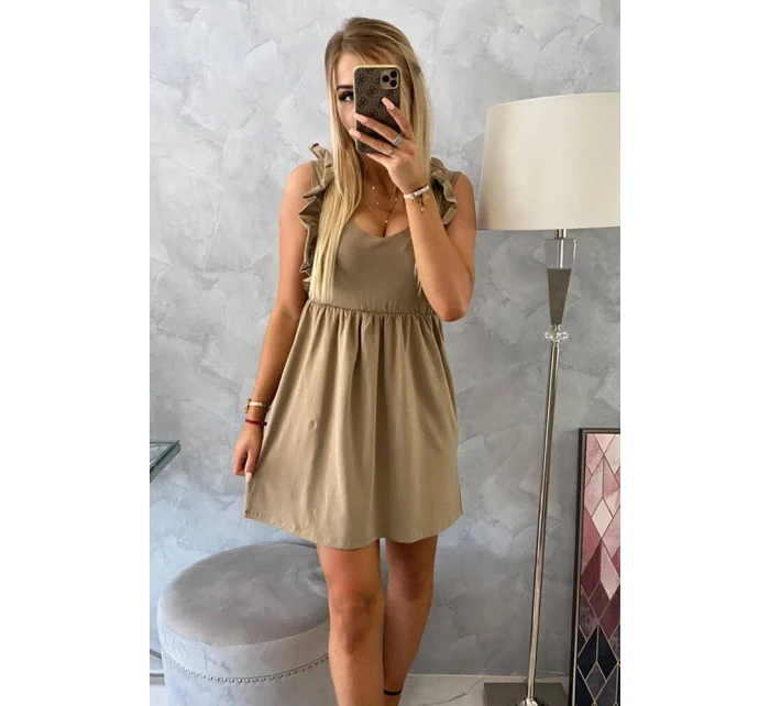 Šaty s volánky na bocích camel