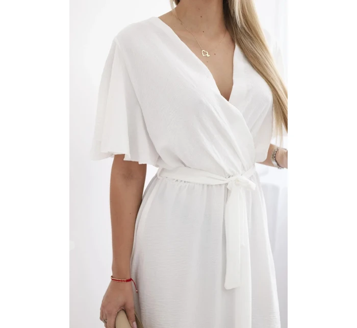 Šaty s vrstveným výstřihem ecru Šaty s vrstveným výstřihem ecru