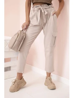 Dámské cargo kalhoty s vysokým pasem béžový