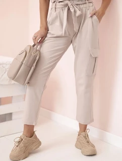 Dámské cargo kalhoty s vysokým pasem béžový
