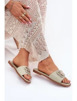 Ploché Dámské Pantofle S Ozdobným Detalem Zelené model 21699585 - Boto Ploché Dámské Pantofle S Ozdobným Detalem Zelené model 21699585 - Boto