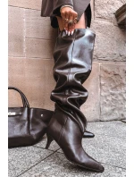 dámské kozačky na podpatku čokoládové model 21713432 - Boto dámské kozačky na podpatku čokoládové model 21713432 - Boto