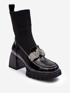 Dámské kotníkové boty na vysokém podpatku D&A Black