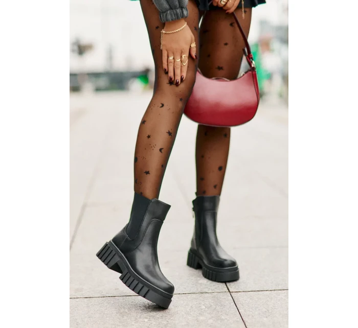 Kotníkové boty Chelsea zateplené na zip S.Barski Černé Kotníkové boty Chelsea zateplené na zip S.Barski Černé