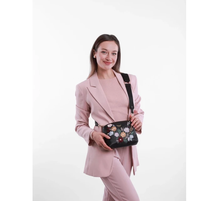 Dámská kabelka Vuch Coalie Flowers Black Dámská kabelka Vuch Coalie Flowers Black