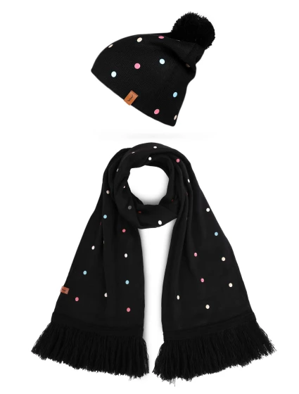 Dámský set šály a čepice Vuch Nurit Set M-Black Dámský set šály a čepice Vuch Nurit Set M-Black