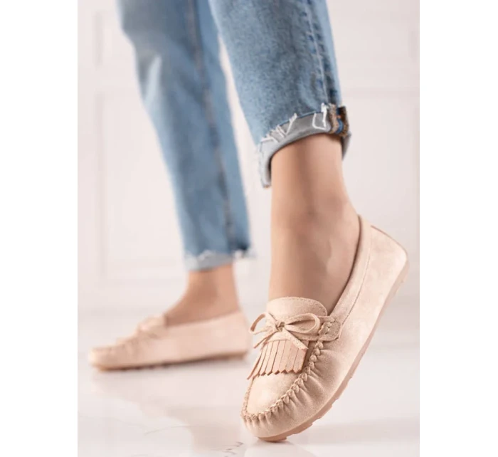 Trendy dámské hnědé  mokasíny bez podpatku