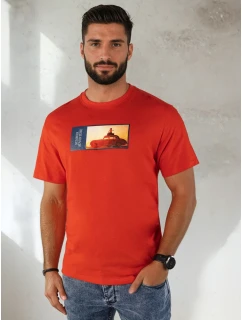 Pánské oranžové tričko s potiskem FashionStreet RX5486