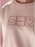 Dámská oversize mikina s výšivkou EASYJOY růžová FashionStreet BY1513