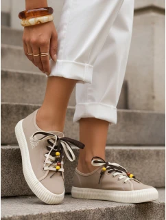 Dámské tenisky tenisky s ozdobnými korálky béžové ZY1408