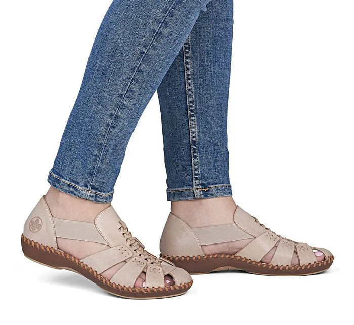 Béžové kožené dámské sandály Rieker M1679-60