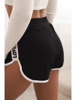 Dámské bavlněné šortky s elastickým pasem a sportovním lemem černé Dámské bavlněné šortky s elastickým pasem a sportovním lemem černé