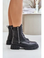 Zateplené Dámské Workery Boty z Eko Kůže Big Star Černé Zateplené Dámské Workery Boty z Eko Kůže Big Star Černé