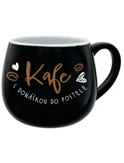 KAFE S DONÁŠKOU DO POSTELE - černý keramický hrníček 300 ml