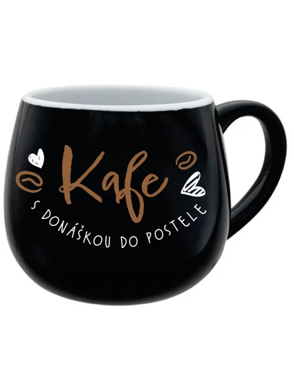 KAFE S DONÁŠKOU DO POSTELE - černý keramický hrníček 300 ml