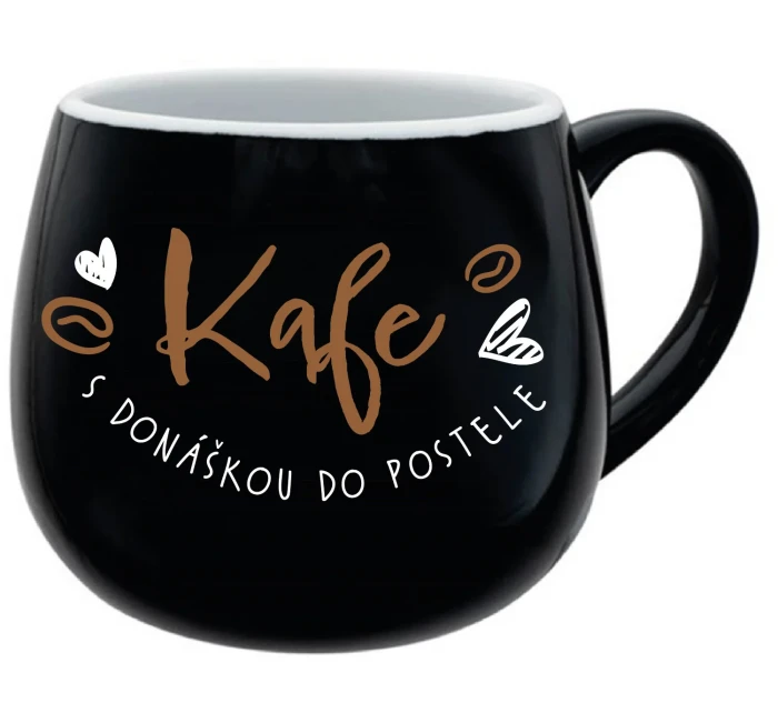 KAFE S DONÁŠKOU DO POSTELE - černý keramický hrníček 300 ml