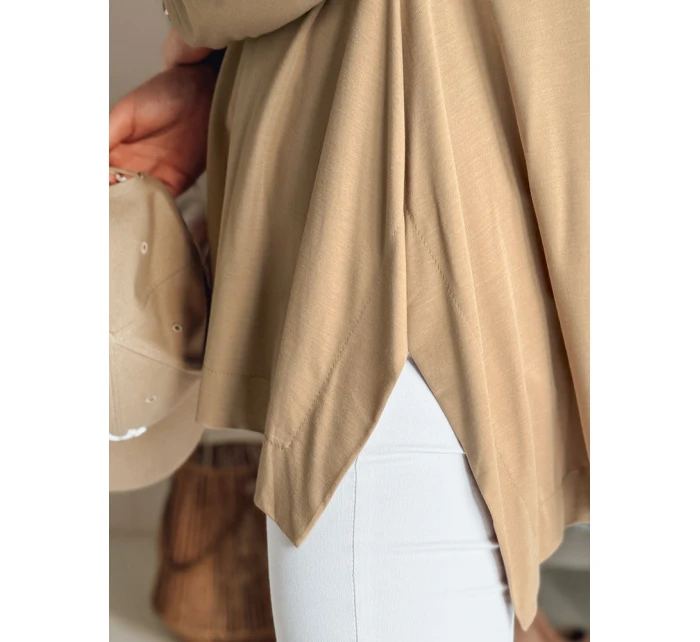 Dámská máslová halenka oversize s přívěskem COMFILA tmavě hnědá FashionStreet RY2789