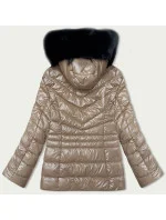 Béžová prošívaná dámská zimní bunda (V775)
