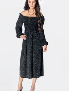 Černé dámské puntíkované šaty ve stylu s dlouhými rukávy model 19530879 - Ann Gissy
